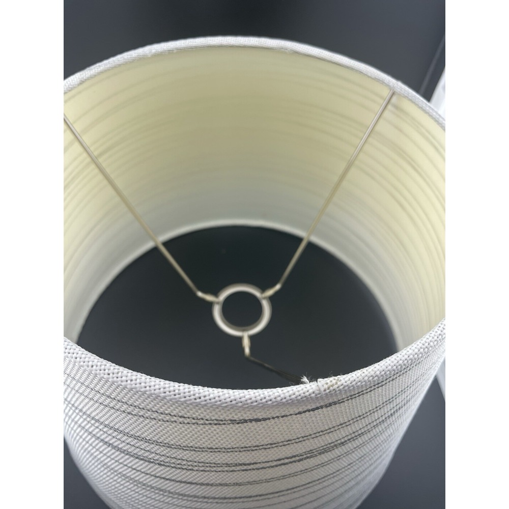 Fabric Lampshade‎ White Off White Silver Metallic Stripe Empire Tapered 9" X 12" - Picture 6 of 11